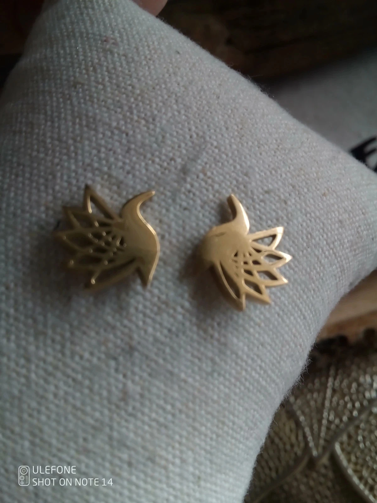 Gold stainless steel bird earrings – photo 2